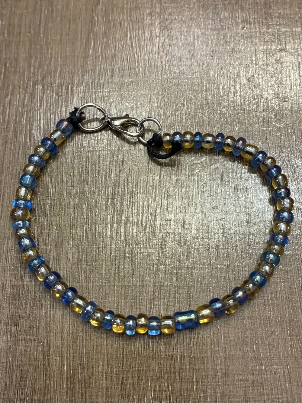 Handcrafted Blue and Gold Glass Bead Bracelet - Women Jewelry